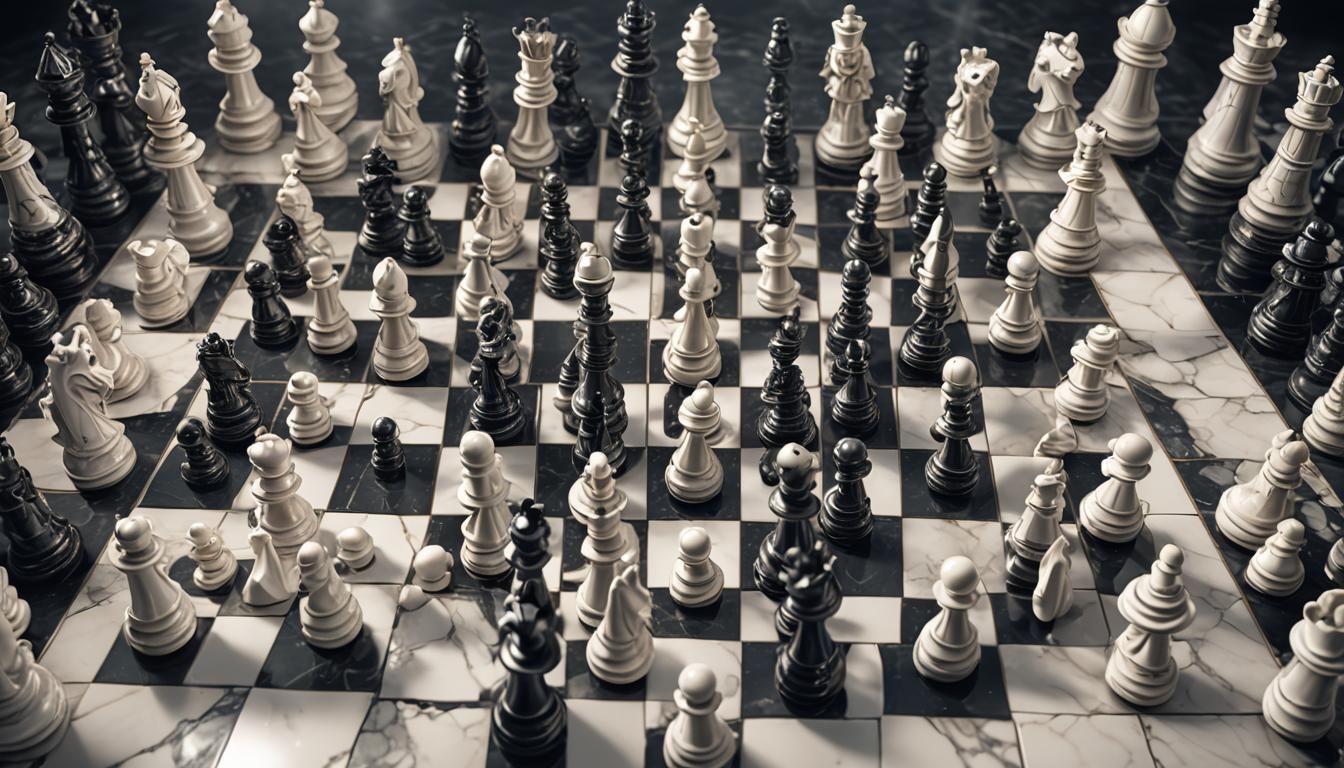 Chromite and Howlite Chess Set in Dark Fantasy Style