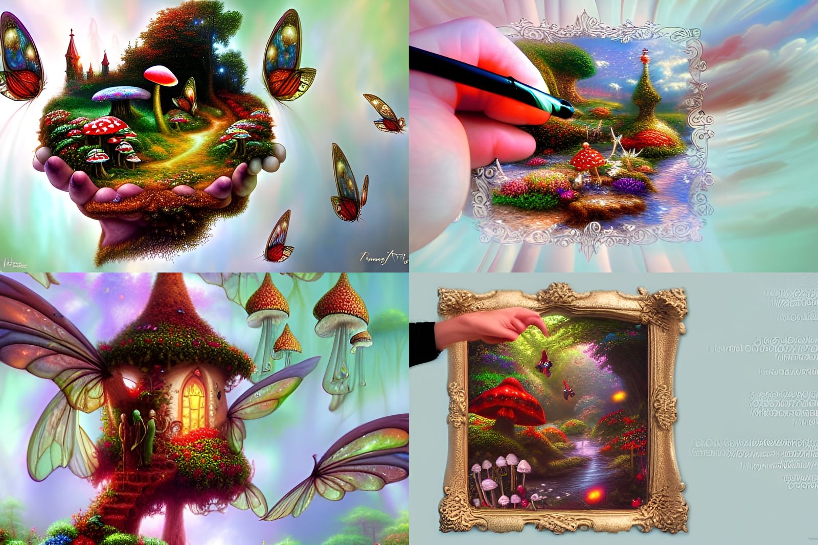 Ethereal Fairies and Fly Agaric in Fantasy Landscape