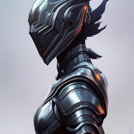 Armored Woman Portrait in Hyperdetailed Digital Art