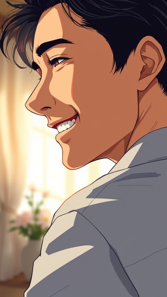 Man's Joyful Look, Graphic Novel Illustration