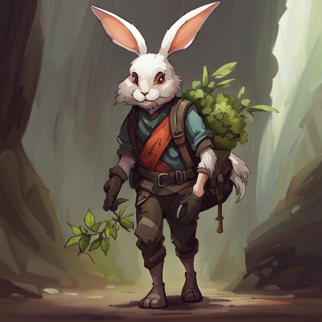 Adventurer Rabbit with Backpack Concept Art