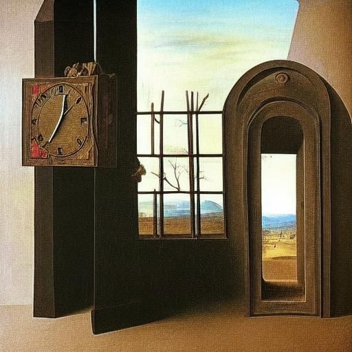 Surreal Abandoned Train Station in Oil Painting Style