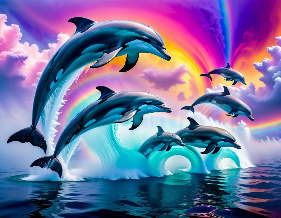 Majestic Dolphins in a Lake of Fluid