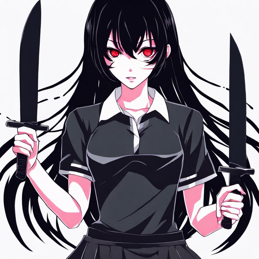 Yandere Anime Woman with Knife
