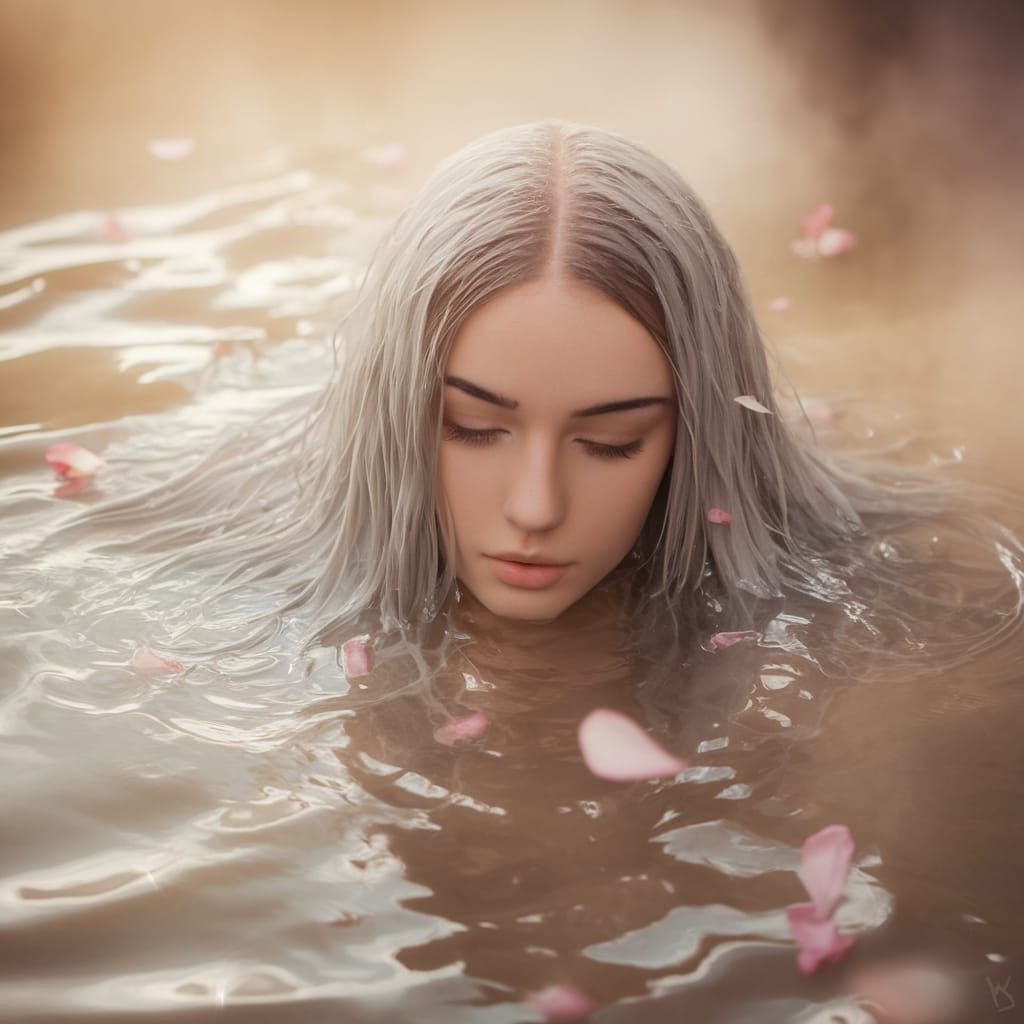 Ethereal Portrait of a Young Woman in Shimmering Water
