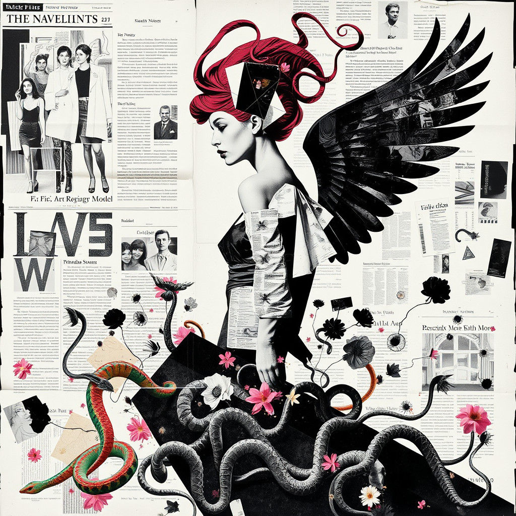 Dada-Inspired Photogram Collage of Winged Model