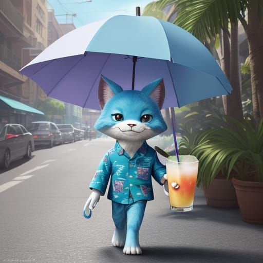 Whimsical City Creature with Tropical Flair