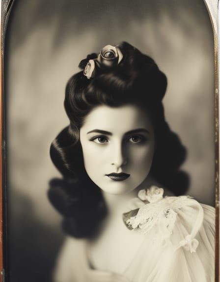 Vintage 1940s Debutante in Sepia Photograph