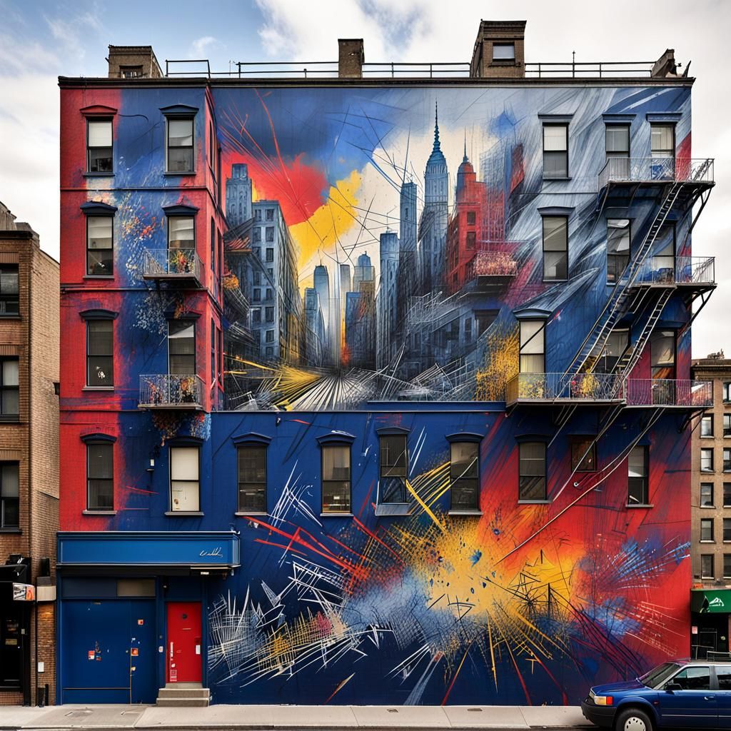 Manhattan Mural in Abstract Expressionist Style