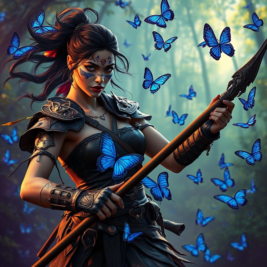 Mystical Feywild Warrior Dances with Fauchard in Vibrant For...