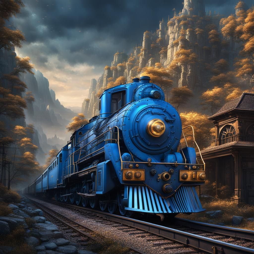 Fantastical Blue Train Concept Art