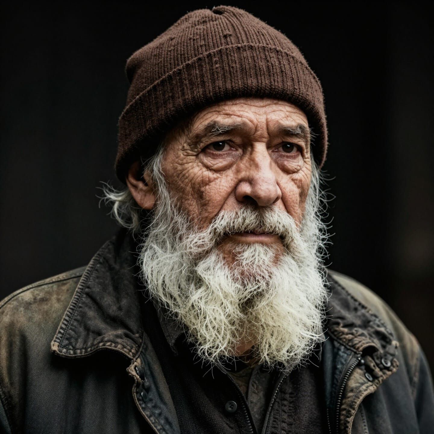 Elderly Man Portrait with Deep Wrinkles