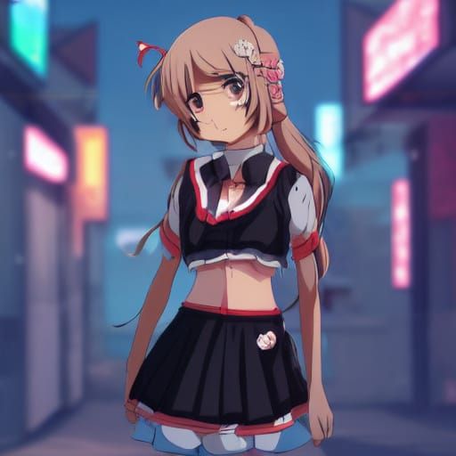 Anime Girl in School Uniform, Moe Art Style