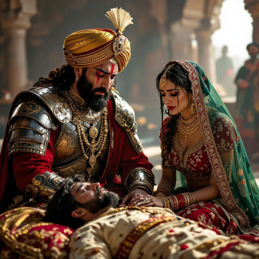 Rajput King Weeps Over Lifeless Prince at Palace Gate