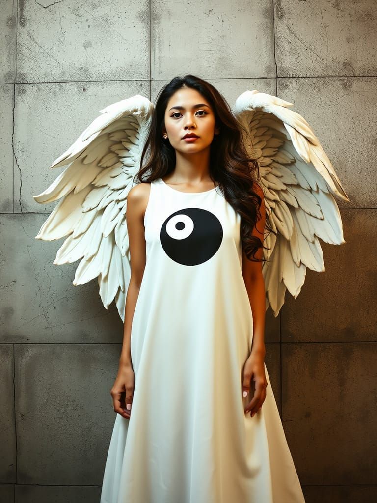 Cyberpunk Angel Yin-Yang: Corporate Propaganda Art