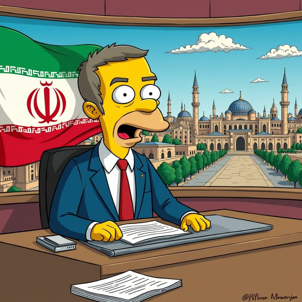 Simpsons-Style Iranian News Anchor Reports Tensions