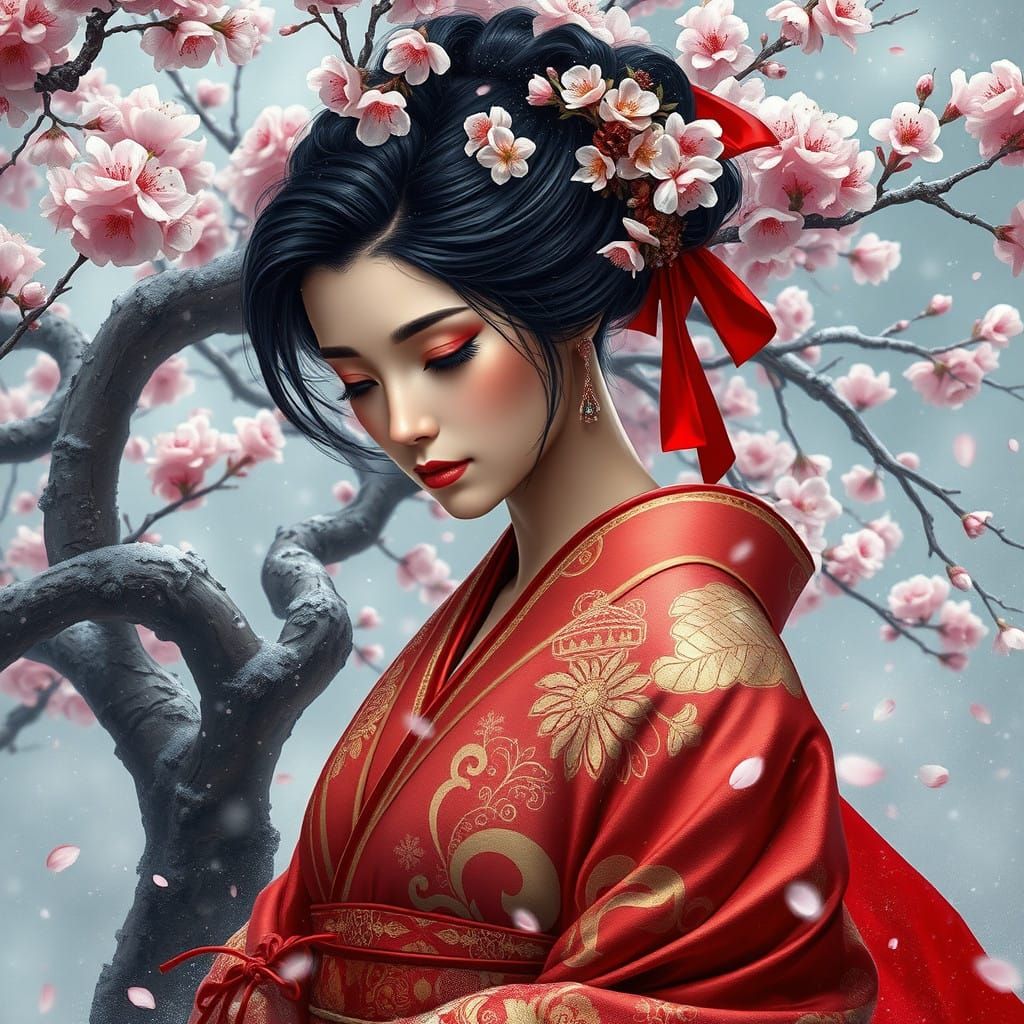 Mysterious Princess in Whimsical Winter Wonderland