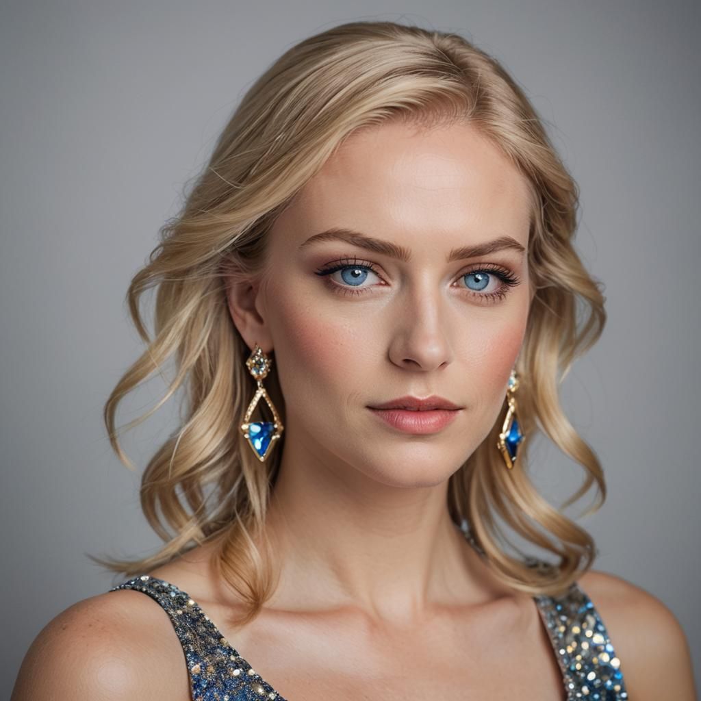 Blond Woman in Studio Portrait with Bokeh Effect