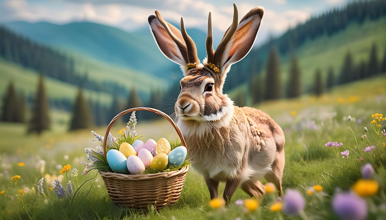 Magical Jackalope in Easter Wonderland