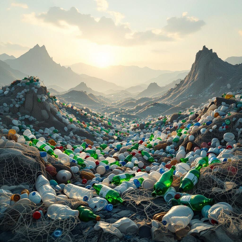 Surreal Plastic Wasteland Landscape