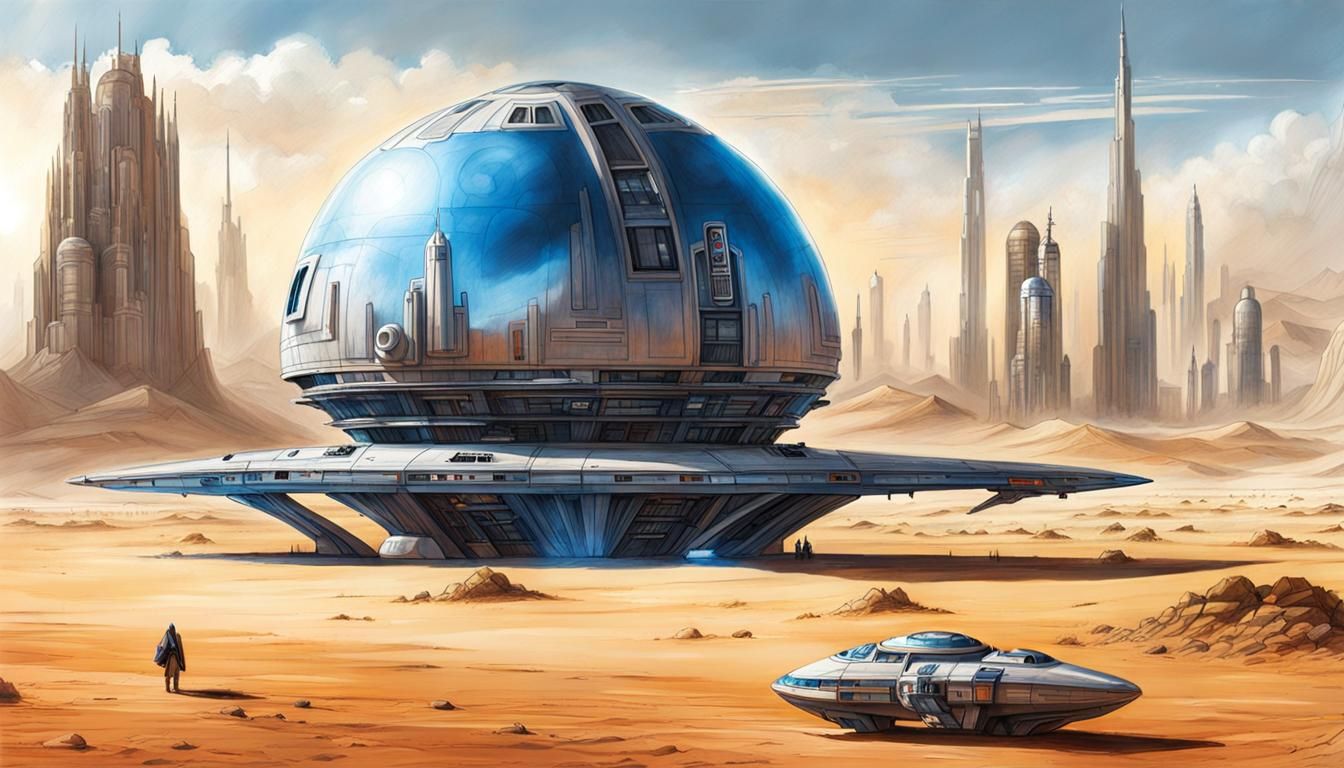 Star Wars Spaceship Pencil and Charcoal Sketch