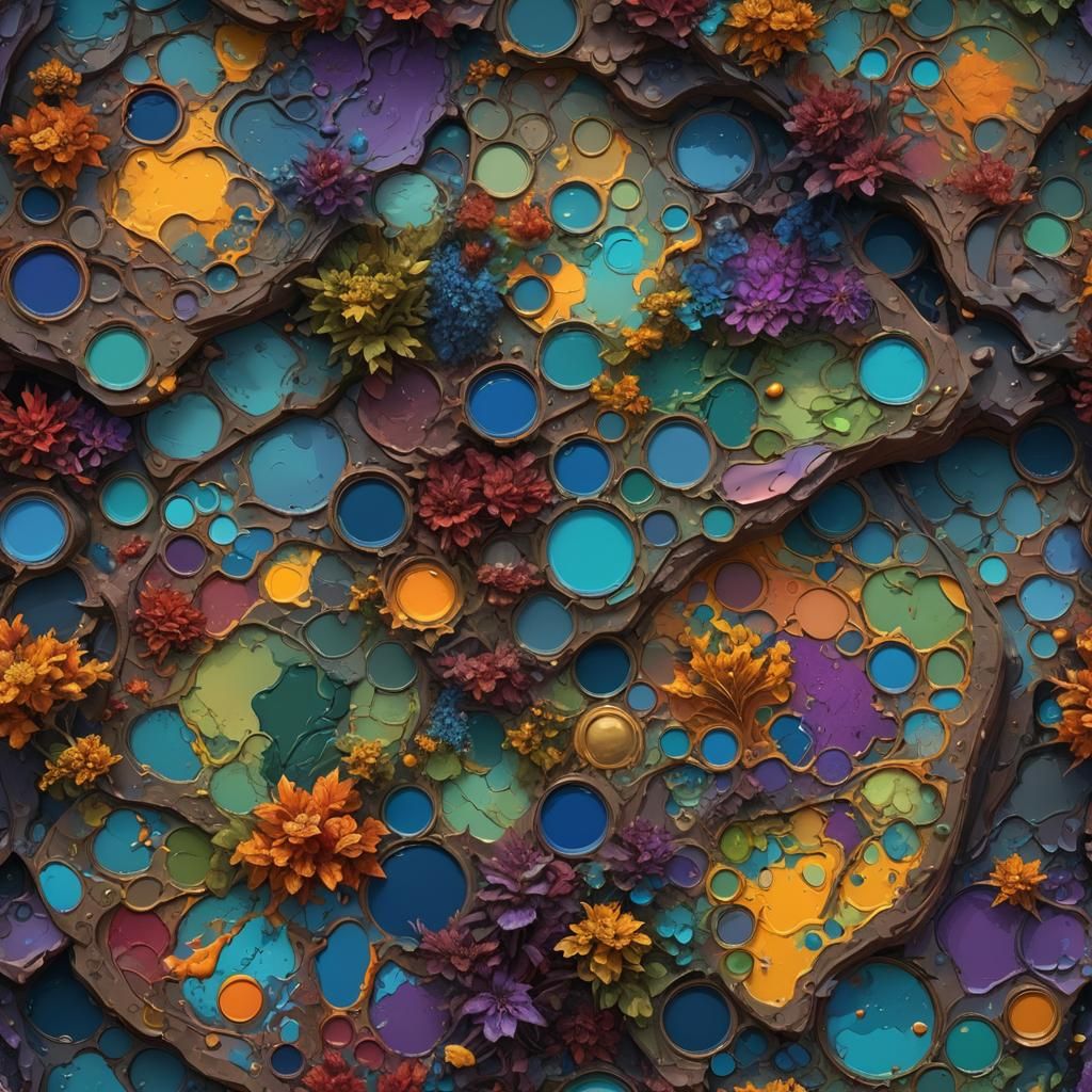 Fantastical Paint Palette Concept Art in Deep Color