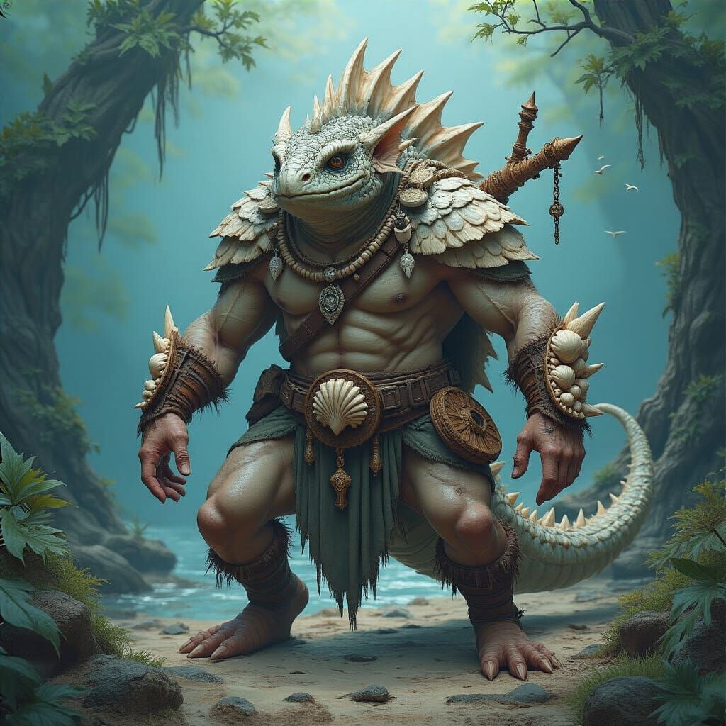 Locathah Adventurer Sirath the Tide-Seeker with Sextant