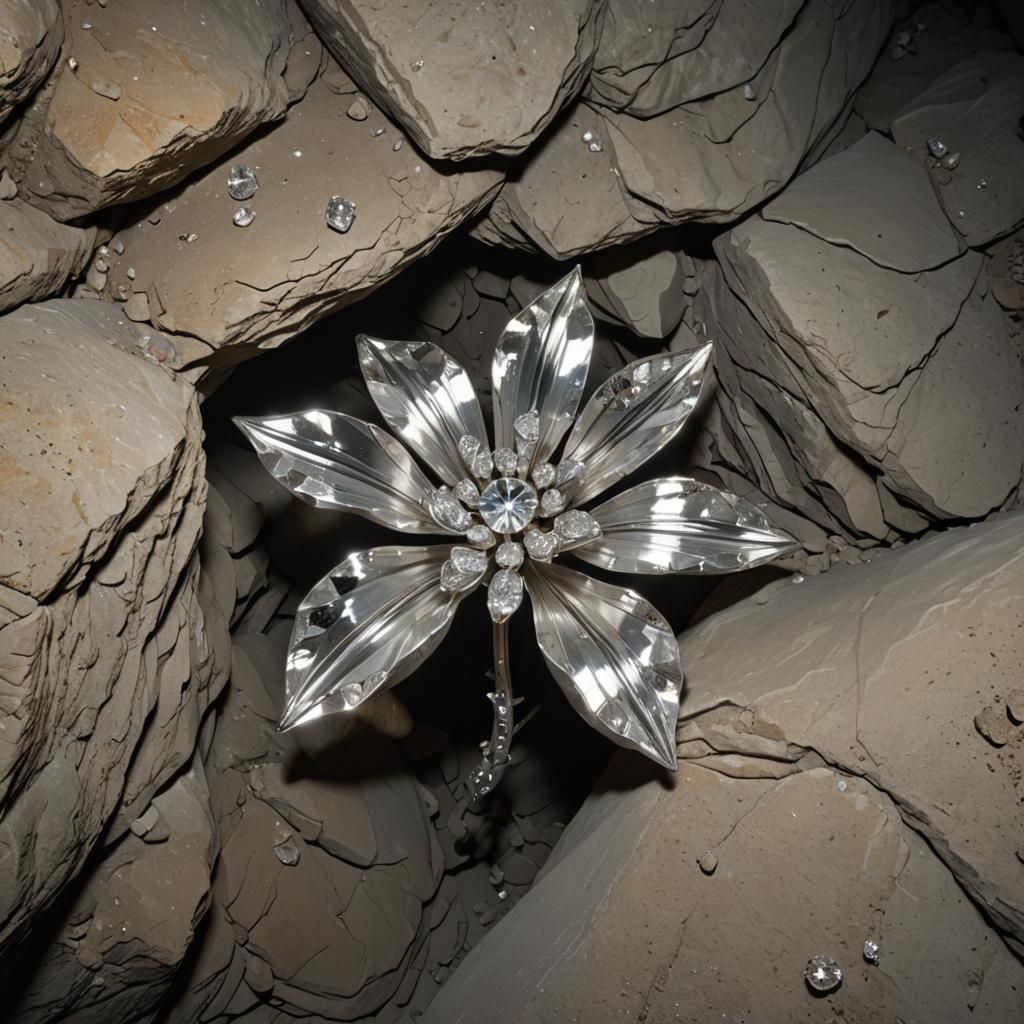 Silver Diamond Flower in a Cave