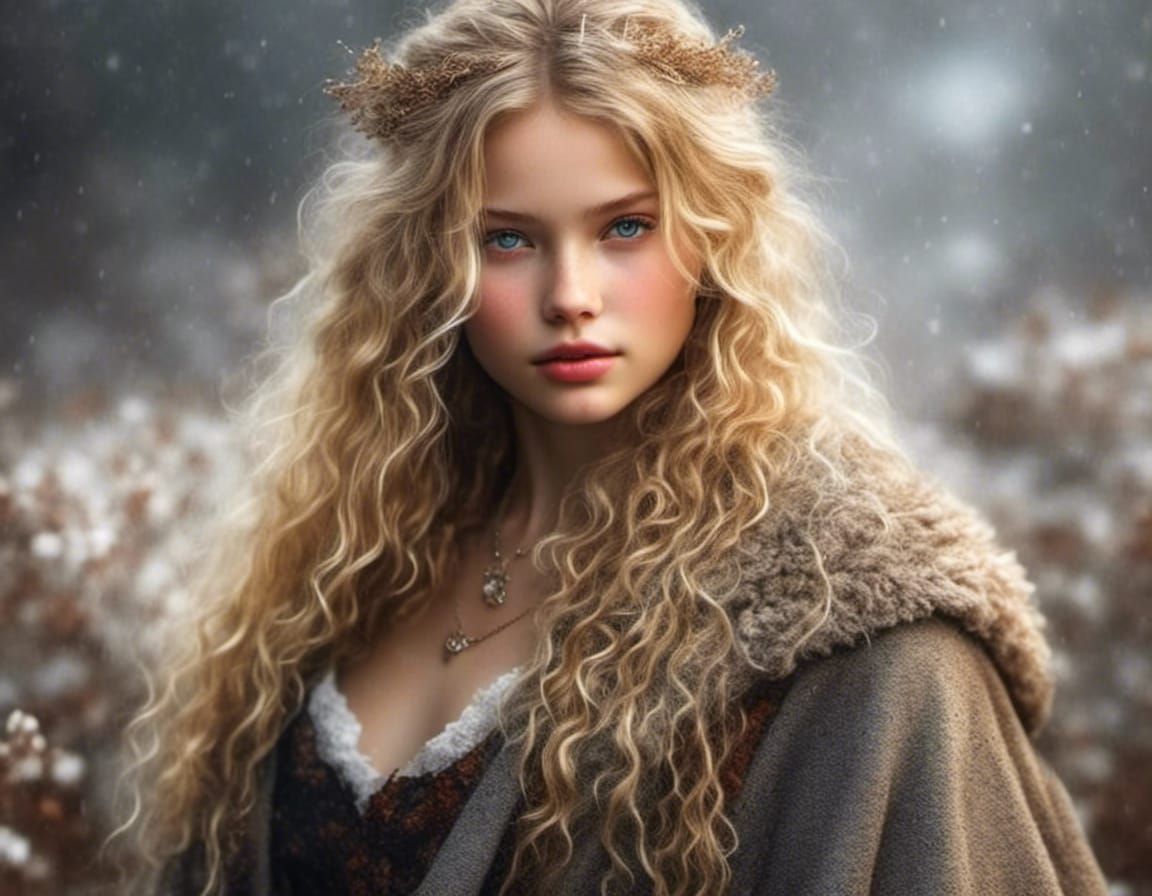 Norwegian Woman in Winter Clothes Illustration