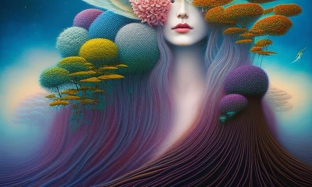 Surreal Mycelium Network with Forest Exposure in Rich Colors