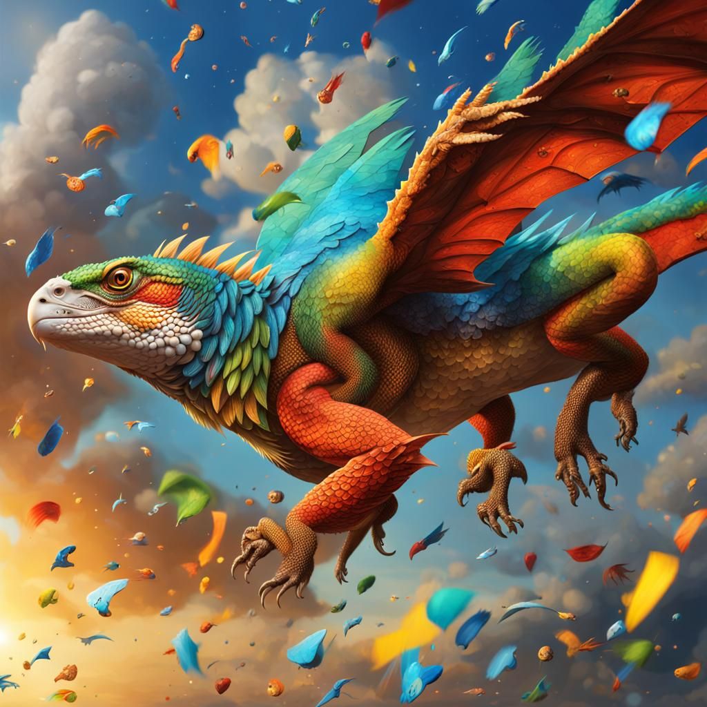Flying Championship with Dragon and Eagle in Splash Art