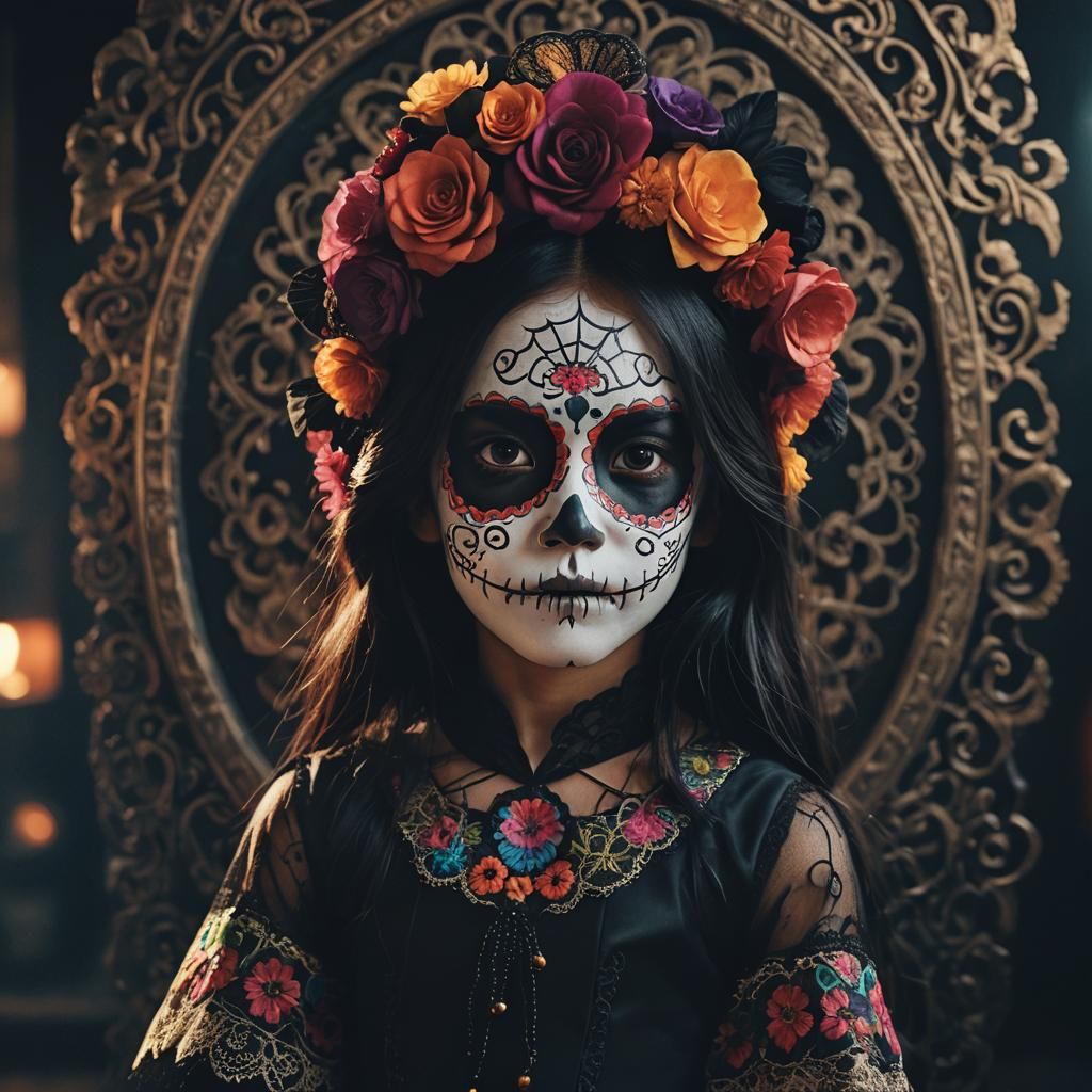 Korean Girl as Catrina in Dia de los Muertos Aesthetic