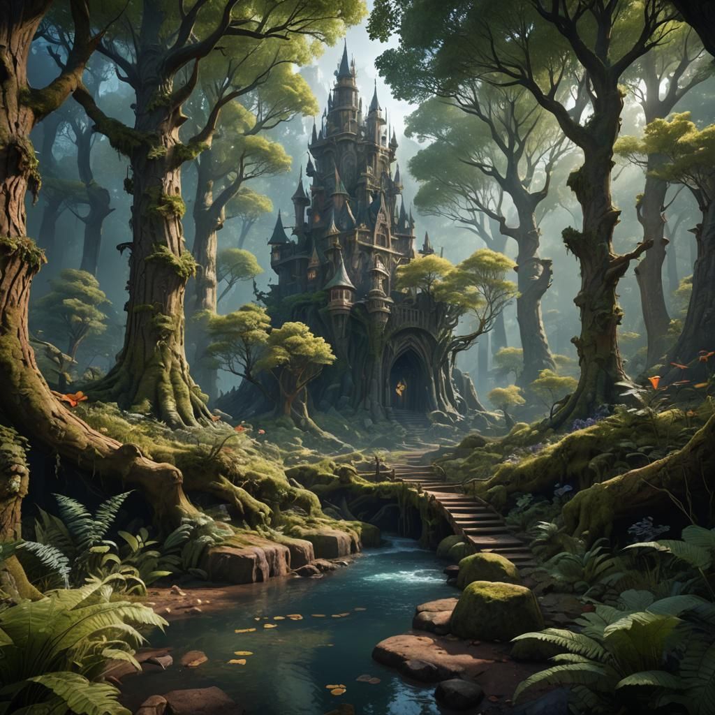 Fantastical Forest Guide in Detailed Matte Painting