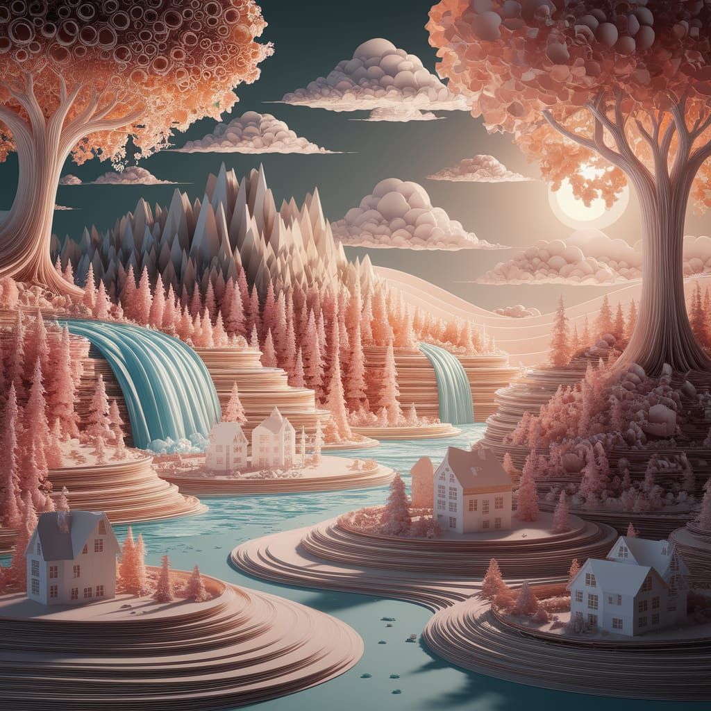 Paper Dreamscape: A Digital Art Masterpiece