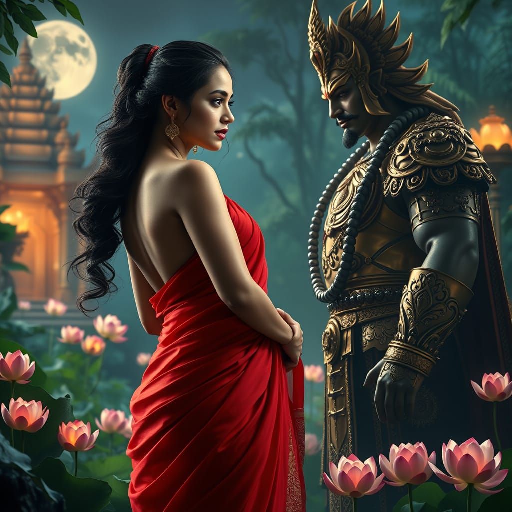 Ethereal Goddess Sita Devi in Enchanted Sri Lankan Garden