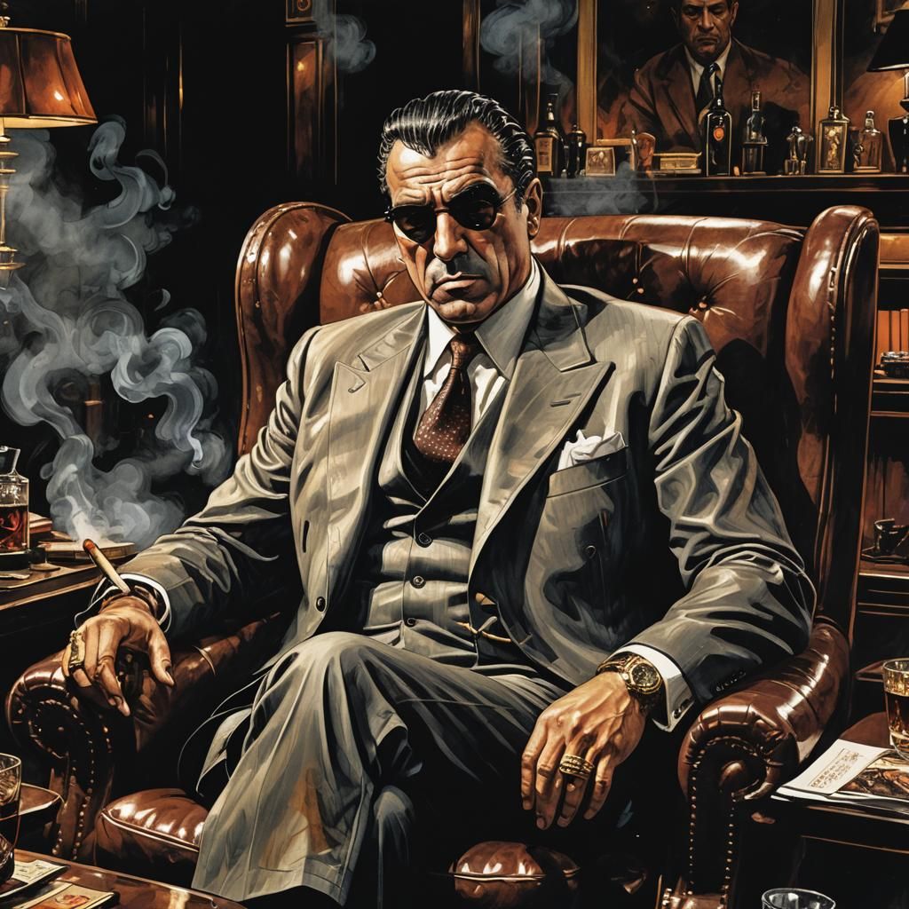 Italian Mob Boss in Comic Book Art Style