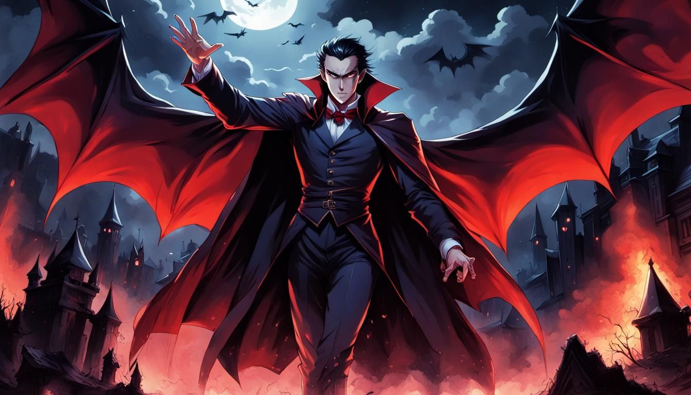 Dracula in a Fiery Anime Battle