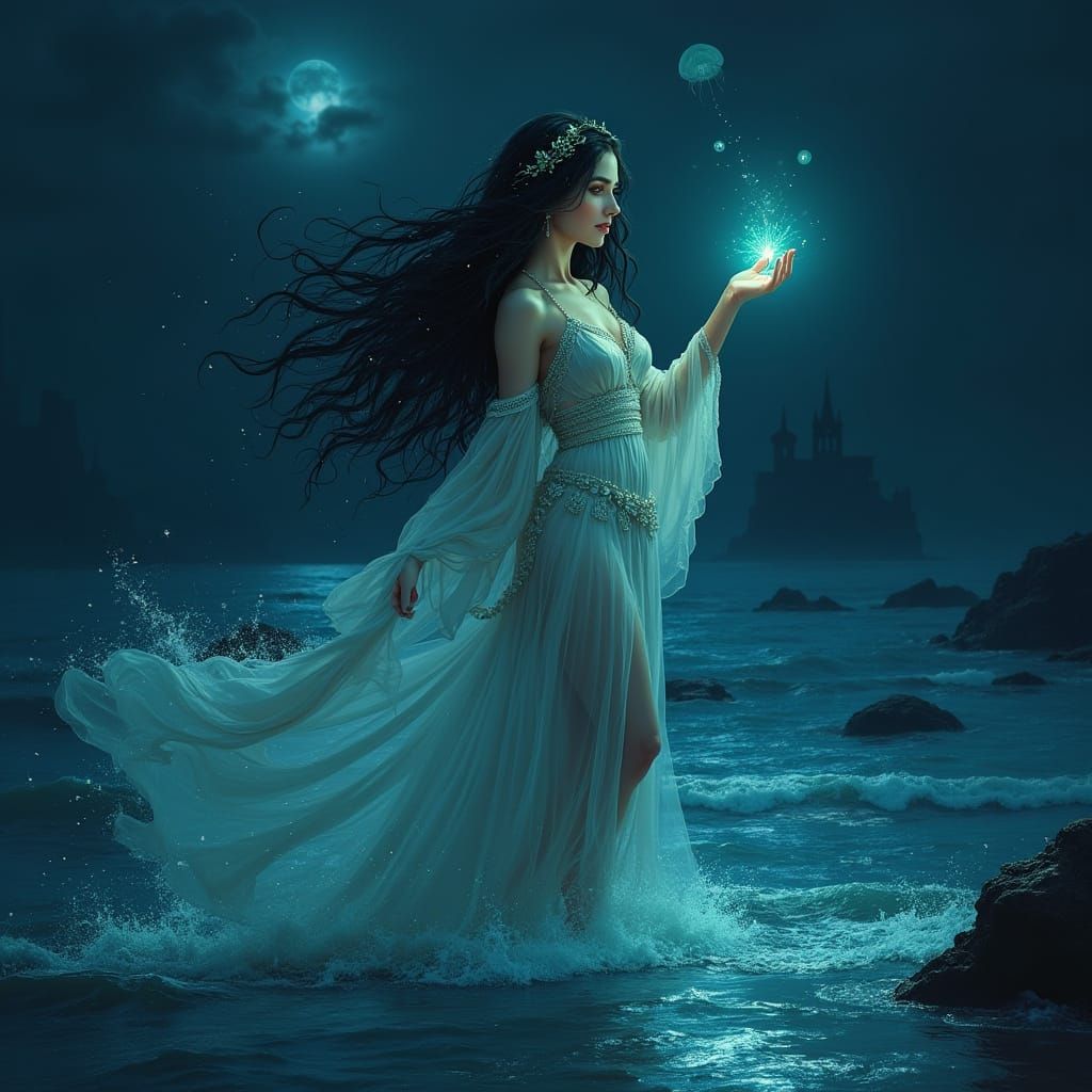 Majestic Sardinian Sea Goddess Emerges from Dark Waters in M...