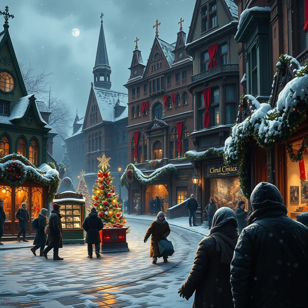 Juxtaposed Holiday Luxury and Economic Struggle in Vibrant,...