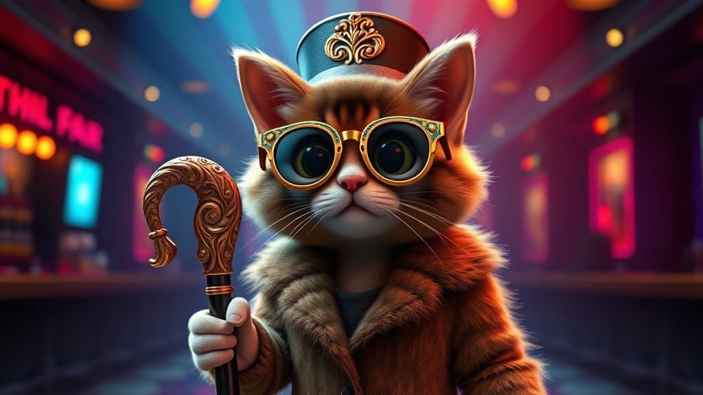 Cute Cat in Sophisticated Nightclub Attire