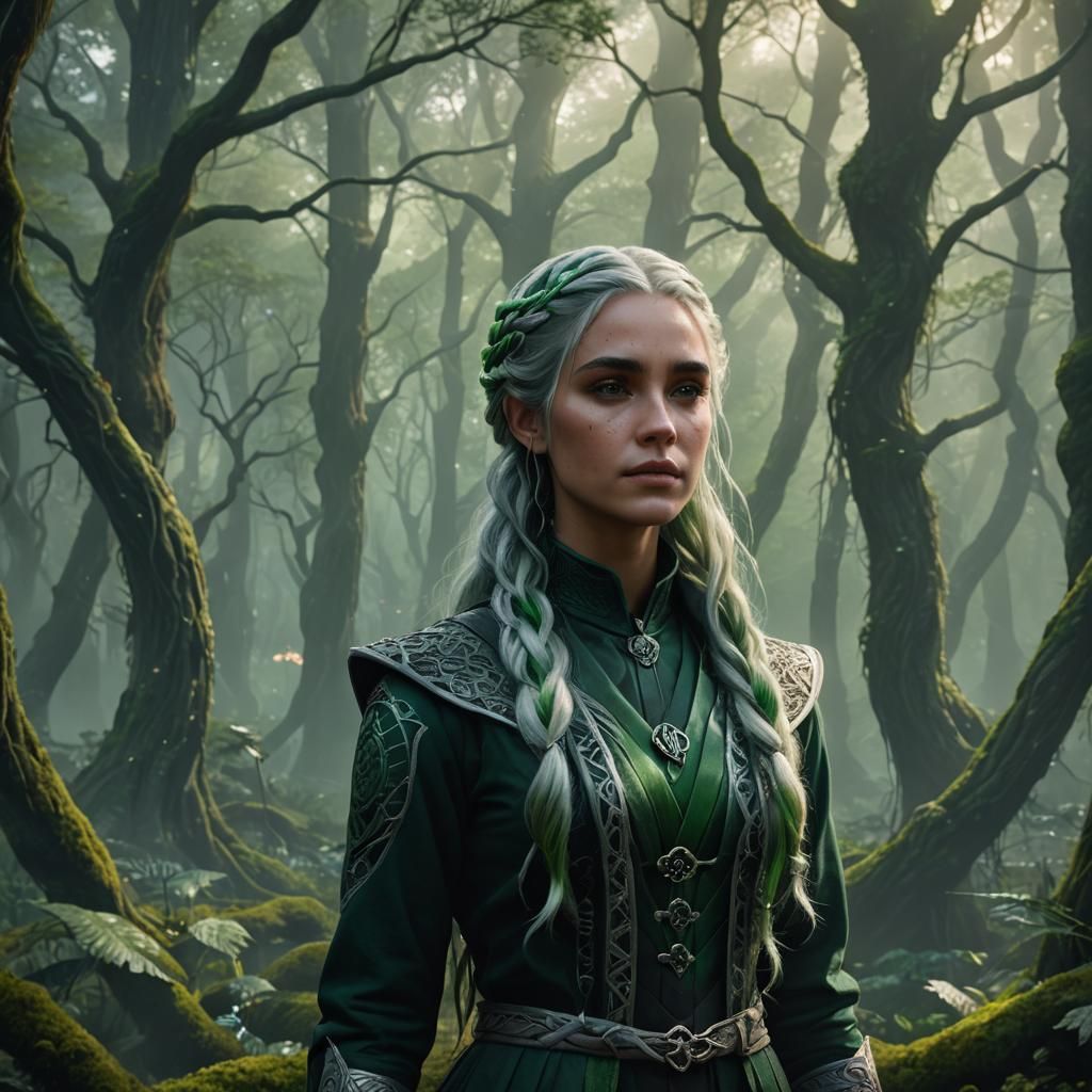 Mystical Slytherin Girl in Forest Concept Art
