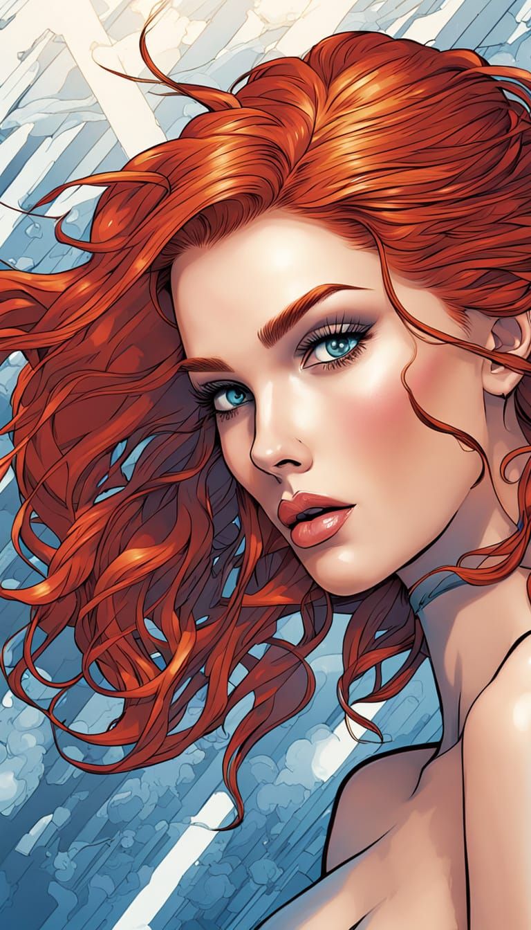 Fiery Red Hair, Glowing Eyes: A Comic Book Portrait