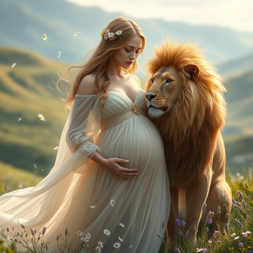 Surreal Mother Goddess Embodied in Nature's Harmony