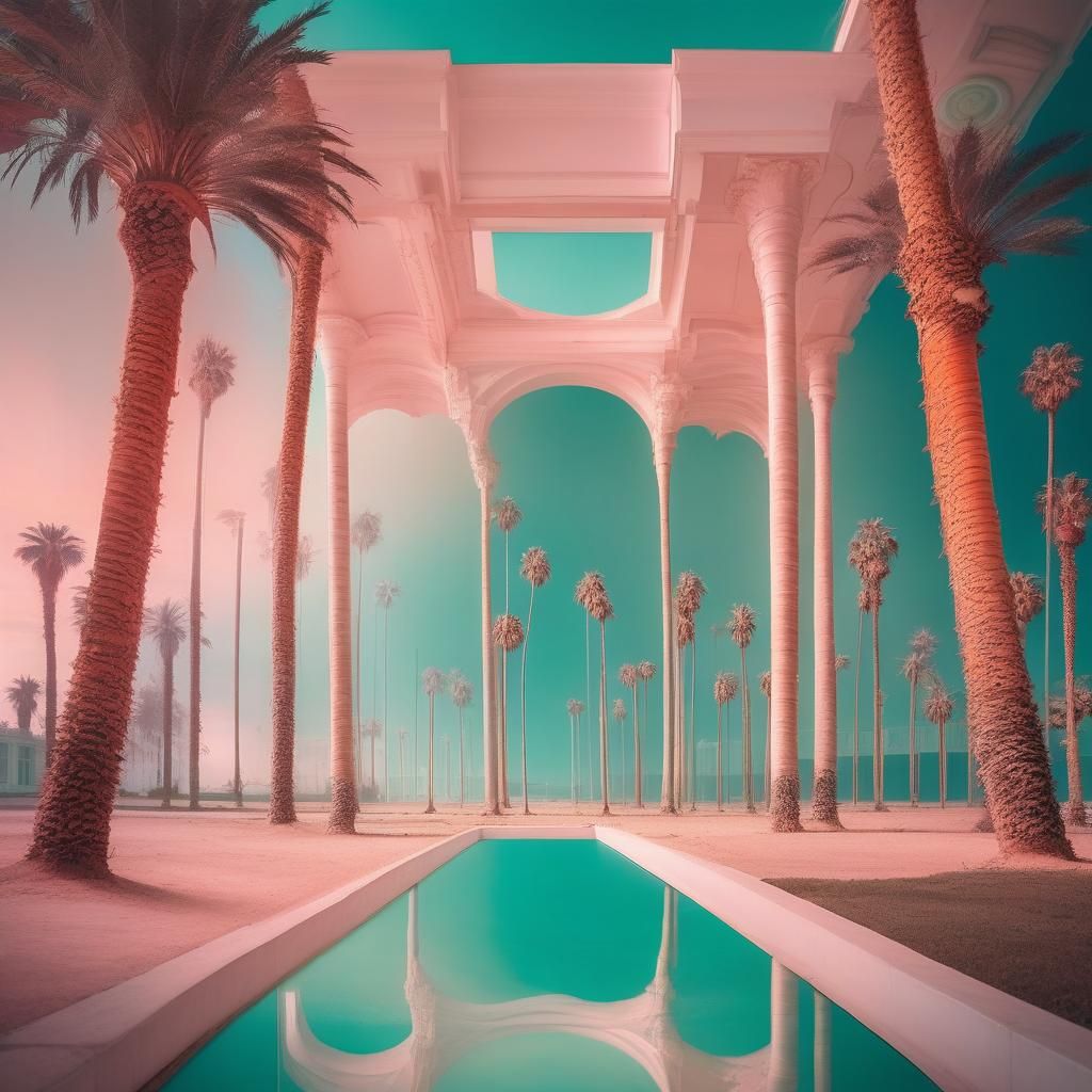 Surreal Inverted Dreamscape with Palm Trees