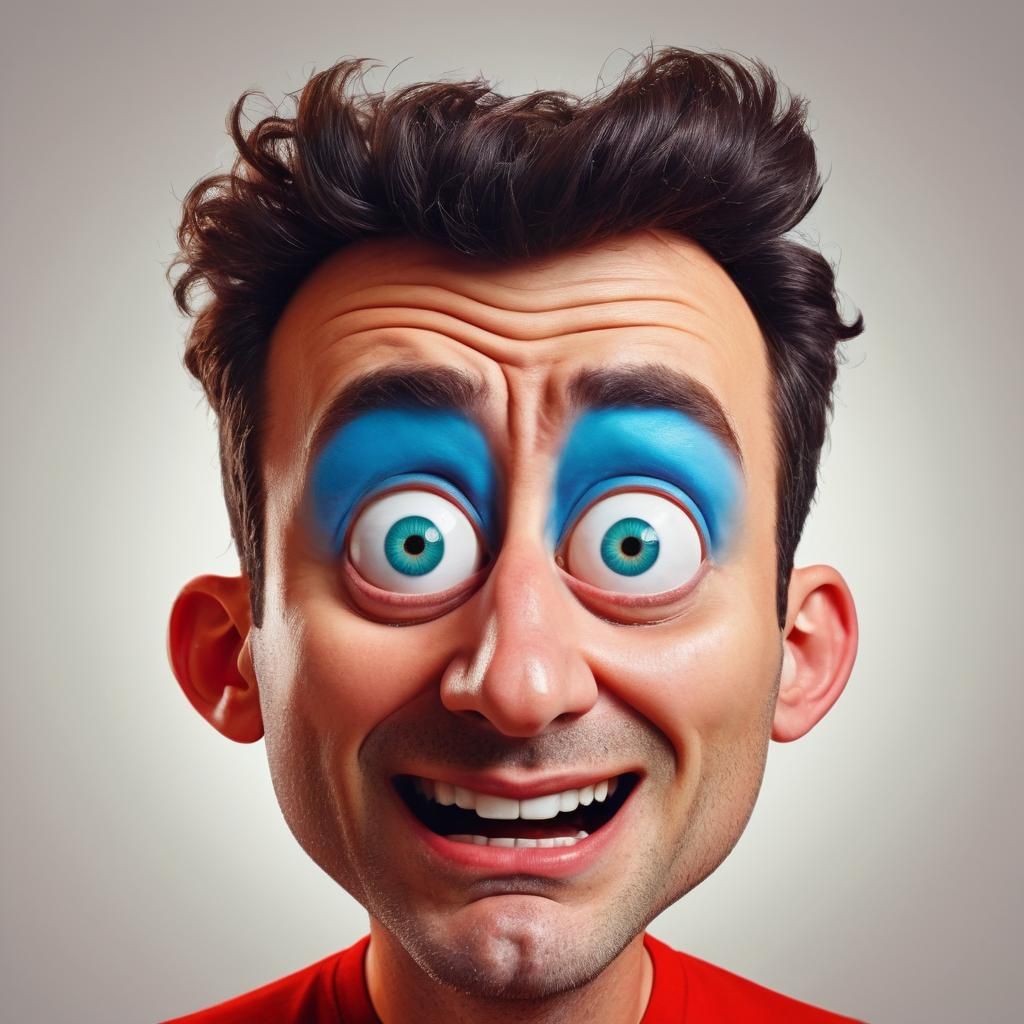 Zany Cartoon Man Portrait in Tartakovsky Style