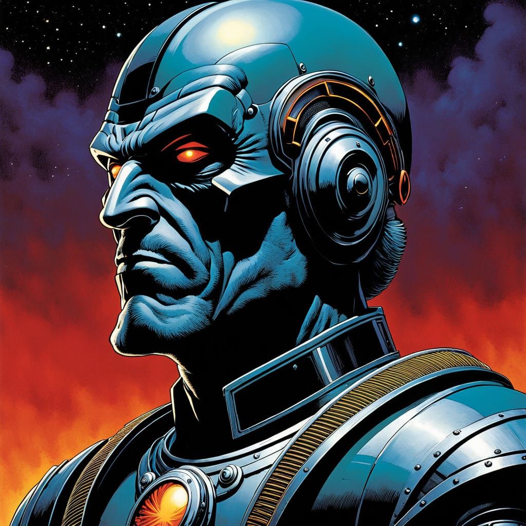 Dystopian Sci-Fi Ruler in Retro Comic Book Style