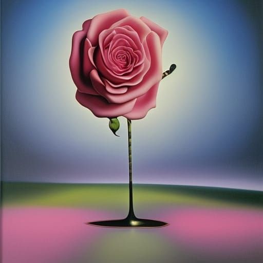 Surreal Pink Rose Inspired by Salvador Dali