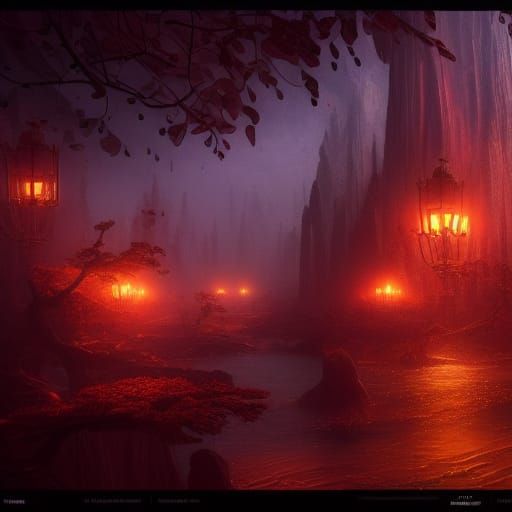 Fantastical Dark Landscape in Matte Painting Style
