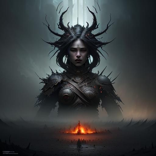 Warrior's Burning Mind: A Dramatic Digital Painting