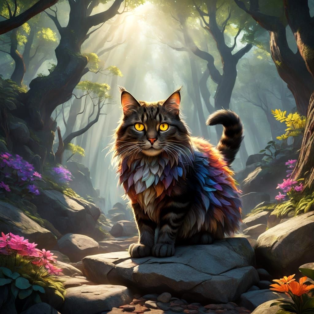 Whimsical Feline Enchantment on Rocky Outcroppings